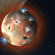 Artist’s concept of Jupiter’s volcanic moon Io, whose volcanoes create an ephemeral atmosphere during sunlit hours. Image: Southwest Research Institute